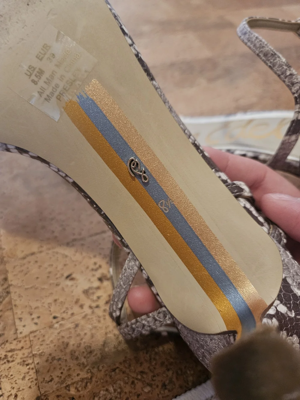 Sam Edelman Presley Python Kitten Heel Sandals in Beige
